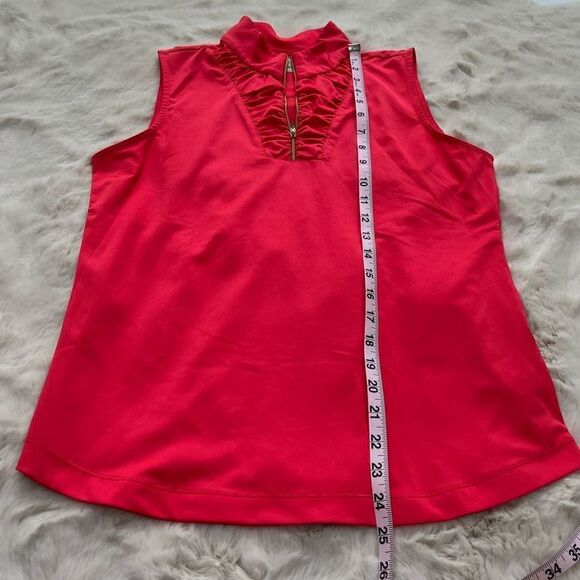 EP Pro Sleeveless Ruffle Golf Tennis Athletic Top Pink Ruffles Gold Zipper M - Picture 10 of 11